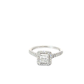 14k White Gold 1.02ct E SI2 Princess Cut / .58ct E VS2 Round Diamond Engagement Ring